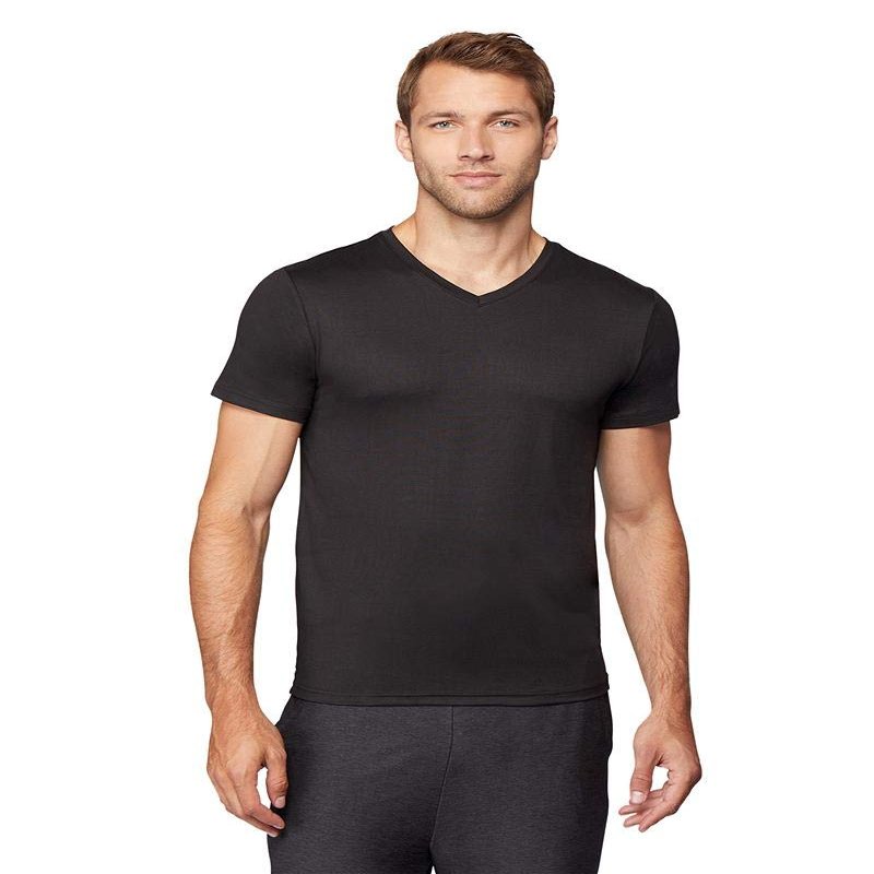 32 Degrees Mens Cool Quick Dry Active Lounge Basic Vneck T-Shirt, Black, Small