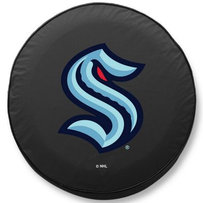 Seattle Kraken Tire Cover - Size E - (29.75"x8") on Black Vinyl