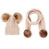 ZUOCHEN Toddler Winter Hat Scarf Set Pom Pom Beanie Bobble Hat Beanie Hat (Beige) view 1