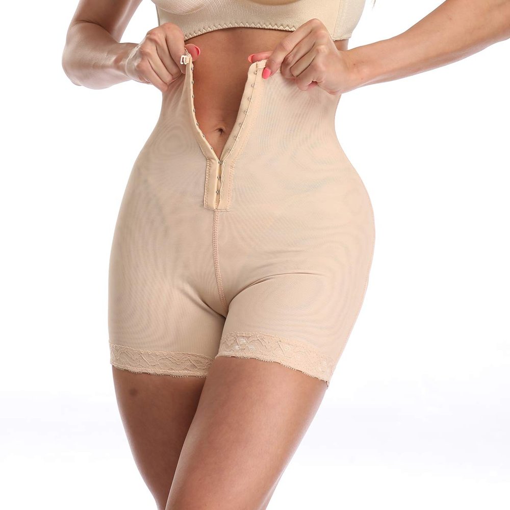 Women High Waist Body Shaper Butt Lifter Firm Control thigh slimmer Shapewear Boyshorts material mesh (Beige, 4X-Large)