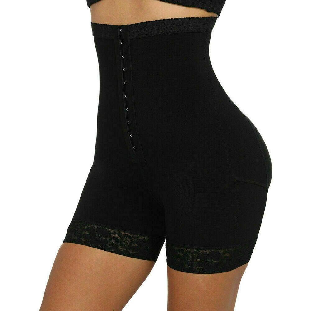 Women High Waist Body Shaper Butt Lifter Firm Control thigh slimmer Shapewear Boyshorts material mesh (Black, X-Large)