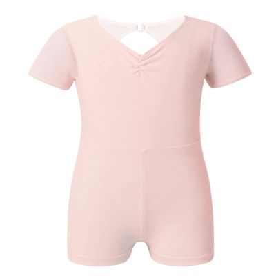 Agoky Kids Girls Sleeveless Crisscross Back Ballet Dancewear Gymnastics Leotard Biketards Tulle Splice Pearl_Pink 6