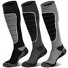 Merino Wool Ski Socks for Cold Weather, Snowboarding, Snow, Winter - Thermal Knee-High Warm Socks for Hunting, Outdoor Sports (3 Pairs, Black/Grey, Medium) view 1