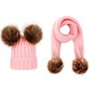 ZUOCHEN Toddler Winter Hat Scarf Set Pom Pom Beanie Bobble Hat Beanie Hat (Pink) view 1