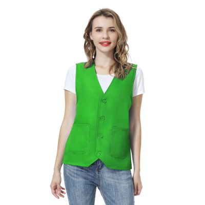 TopTie Unisex Work Vest Volunteer Activity Supermarket Uniform Button Up Vest-Green1-L