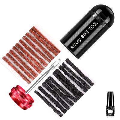 Aracey Tubeless Tire Repair Kit for MTB and Road Bicycle Tires, Combined Ream, Portable Capsule Appearance  Fix a Puncture or Flat,Includes Plugger Tool and Plugs - 20 Brown and 10 Black Strips