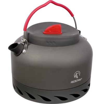 REDCAMP 1.4L Outdoor Camping Kettle with Heat Exchanger, Aluminum Camp Tea Kettle with Carrying Bag, Compact Lightweight Coffee Pot