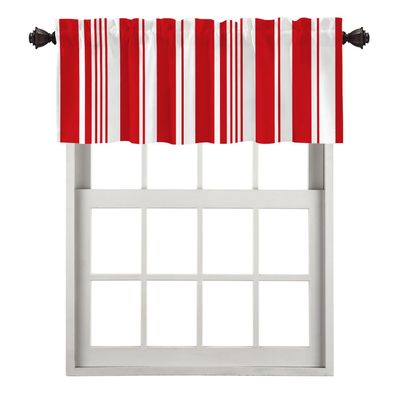 BaoNews Red Christmas White Kitchen Valances Window Curtain, Candy Cane Christmas Stripes Blackout Decoration Small Window Valances Curtains Drapes for Kitchen Bedroom, 52 X 18 Inch