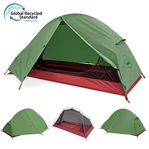 KAZOO Waterproof Backpacking Tent Ultralight 1 Person Lightweight Camping Tents 1 People Hiking Tents Aluminum Frame Double Layer (Eco-Friendly Fabric)