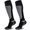 Hylaea Merino Wool Ski Socks, Cold Weather Socks for Snowboarding, Snow, Winter, Hunting, Thermal, Knee high Warm, Outdoor Sports Grey Black 2 Pairs Medium view 1