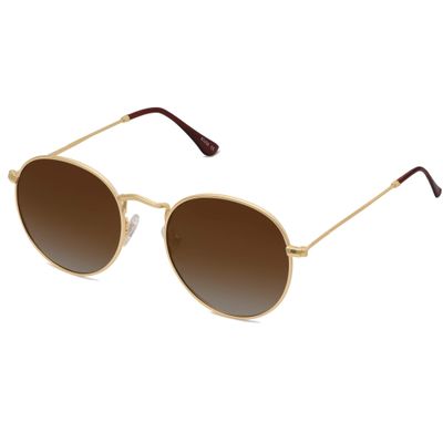 SOJOS Small Round Polarized Sunglasses for Women Men Classic Vintage Retro Shades UV400 SJ1014, Gradient Brown