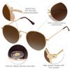 SOJOS Small Round Polarized Sunglasses for Women Men Classic Vintage Retro Shades UV400 SJ1014, Gradient Brown view 4