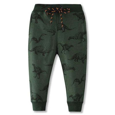 ACESTAR Toddler Boy Cartoon Pattern Cotton Sweatpants Drawstring Elastic Casual Jogger Pants with Pocket for Girl Athletic Pant for KidGreen Dinosaur,2T