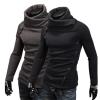 Mens Pullovers Solid Color Thin Wool Sweater Turtleneck Sweater Men's Fashion Thermal Long Sleeve Black XL view 2