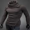 Mens Pullovers Solid Color Thin Wool Sweater Turtleneck Sweater Men's Fashion Thermal Long Sleeve Black XL view 4