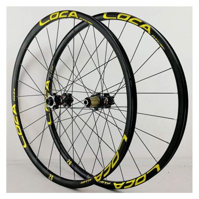 Bike Front & Rear Wheels 26/27.5/29in 700C Alloy Rim Bikes Bike Wheelset 24H Disc Brake 8-12 Speed Thru axle (Color : Yellow, Size : 27.5in)