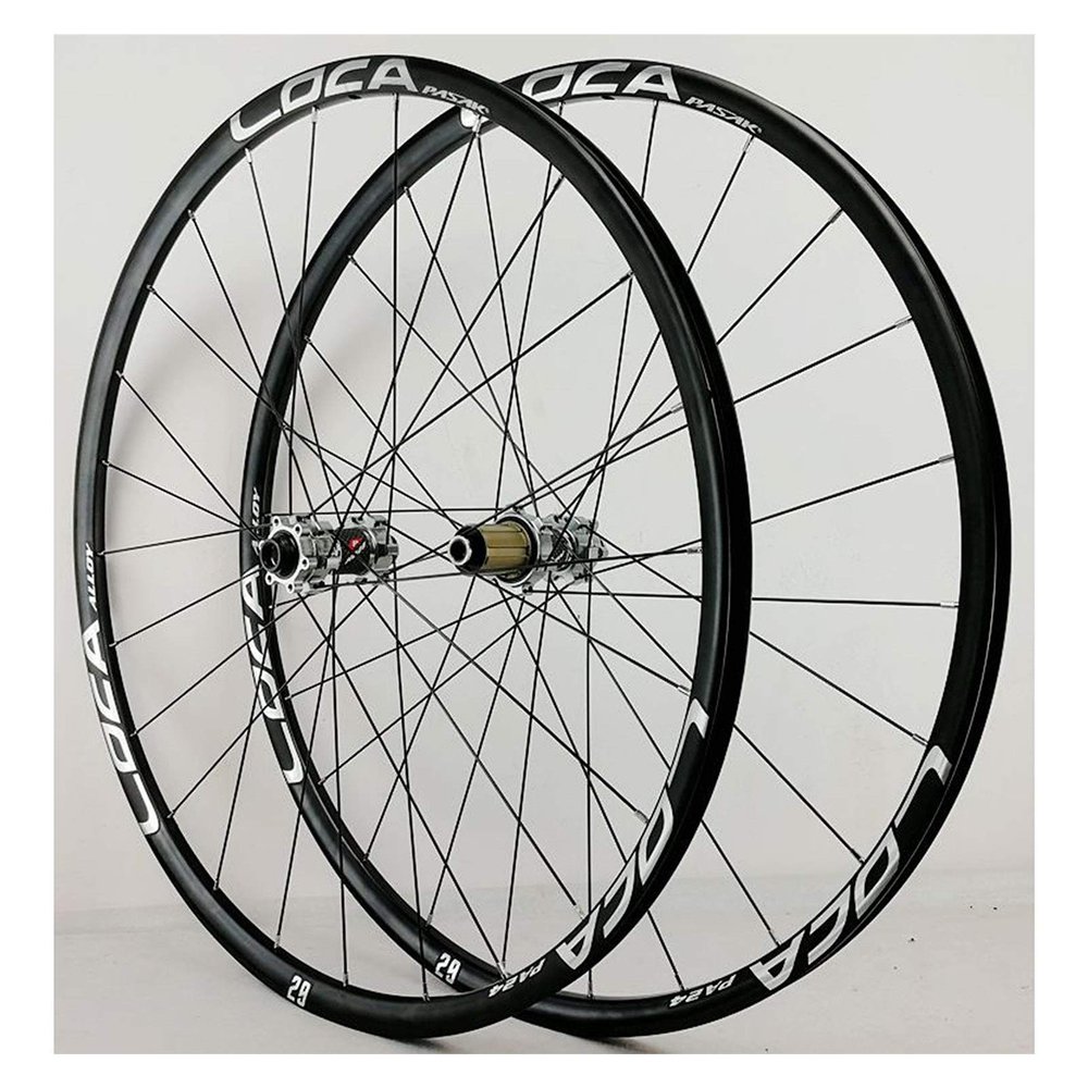 Bike Front & Rear Wheels 26/27.5/29in 700C Alloy Rim Bikes Bike Wheelset 24H Disc Brake 8-12 Speed Thru axle (Color : Black, Size : 27.5in)
