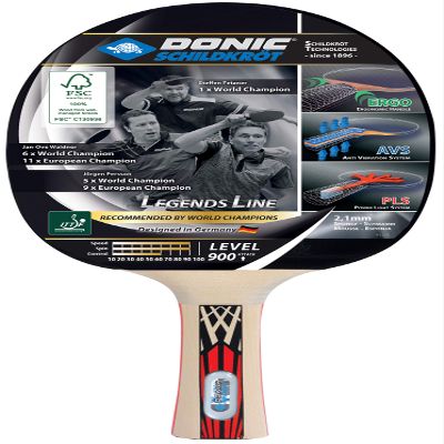 Donic-Schildkrt Legends 900 FSC Table Tennis Bat, AVS, PLS & Ergo-Grip, 2.1 mm Sponge, FSC Wood, Spinmax - ITTF Rubber, 754426