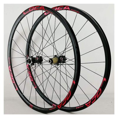 Bike Front & Rear Wheels 26/27.5/29in 700C Alloy Rim Bikes Bike Wheelset 24H Disc Brake 8-12 Speed Thru axle (Color : Red 1, Size : 700C)