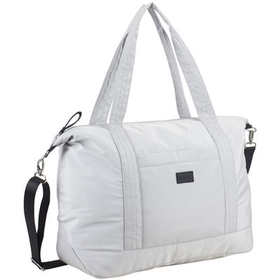 BODHI Metro Soft Puffy Shoulder Bag Travel Duffel Tote Carry on Luggage Sport Weekender Overnight Women For Spirit Airlines, Fog Gray