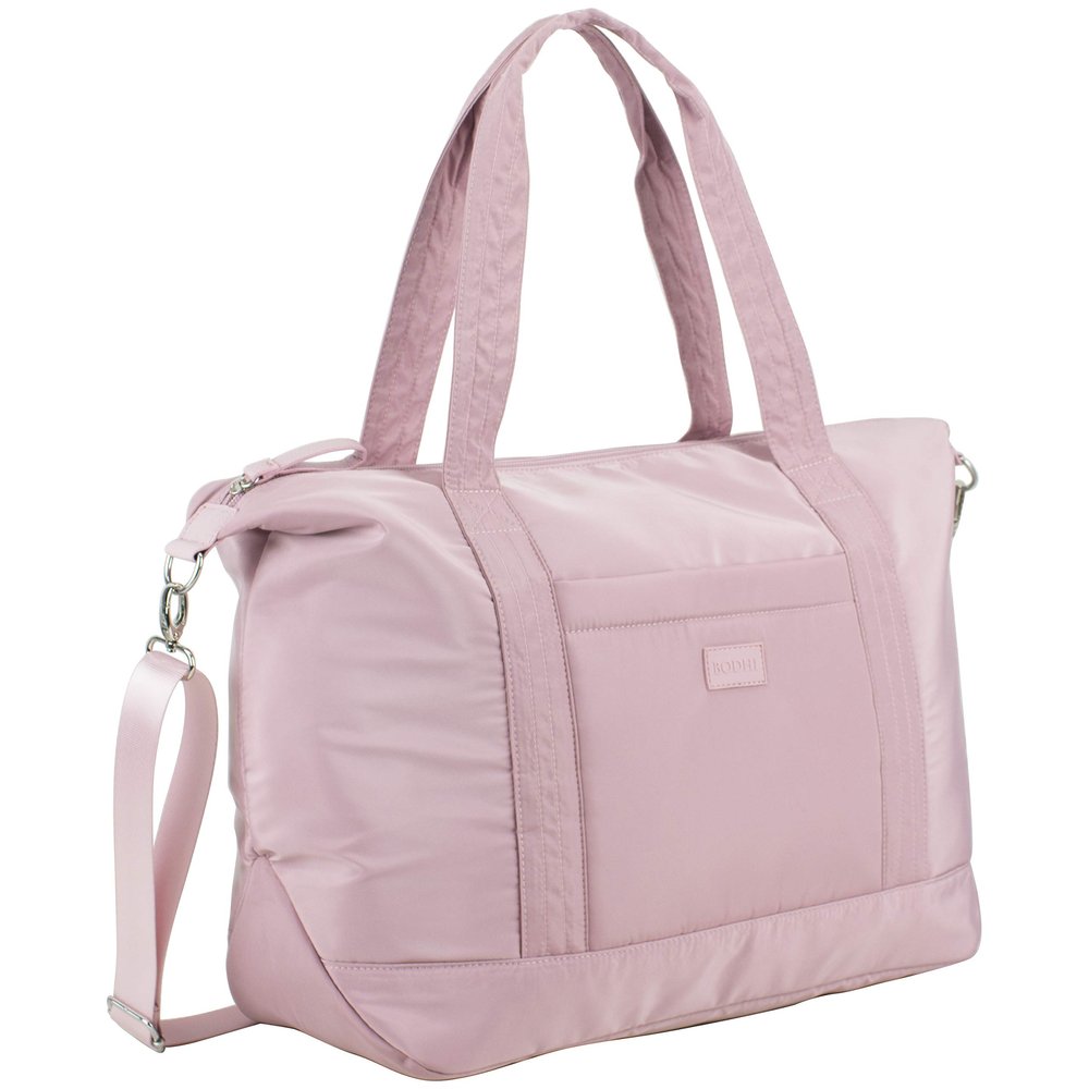 BODHI Metro Soft Puffy Shoulder Bag Travel Duffel Tote Carry on Luggage Sport Weekender Overnight Women For Spirit Airlines, Dusty Rose