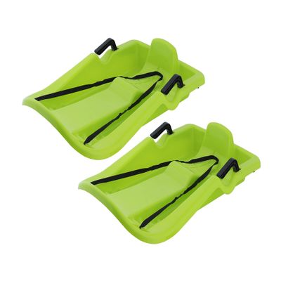 Superio Downhill Snow Sled with Brake Handles for Kids, 35 Toboggan Plastic Sleigh with Pull Rope, Green. (2)