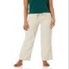 Amazon Essentials Women's Pull On Linen Blend Drawstring Relaxed Fit Wide Leg Pant, Ecru Stripe, Large view 1