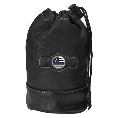 Clip Wipes Police Golf Pouch with Drawstrings | Police Golf Accessories Pouch (BLK-Flag)
