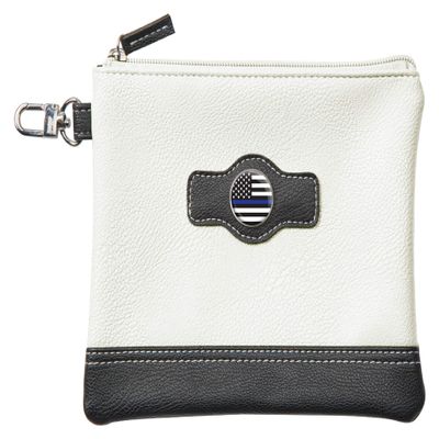 Clip Wipes Police Golf Pouch | Police Golf Valuables | Accessories Pouch with Zipper (WHT-Flag)
