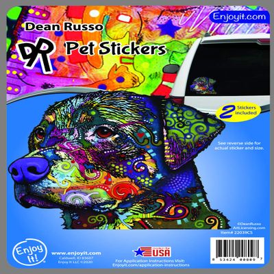 Enjoy It Rottweiler Bumper Stickers, Featuring The Artwork of Dean Russo, Outdoor Rated Vinyl Sticker Decals for Windows, Bumpers, Laptops or Crafts - 2 Pieces