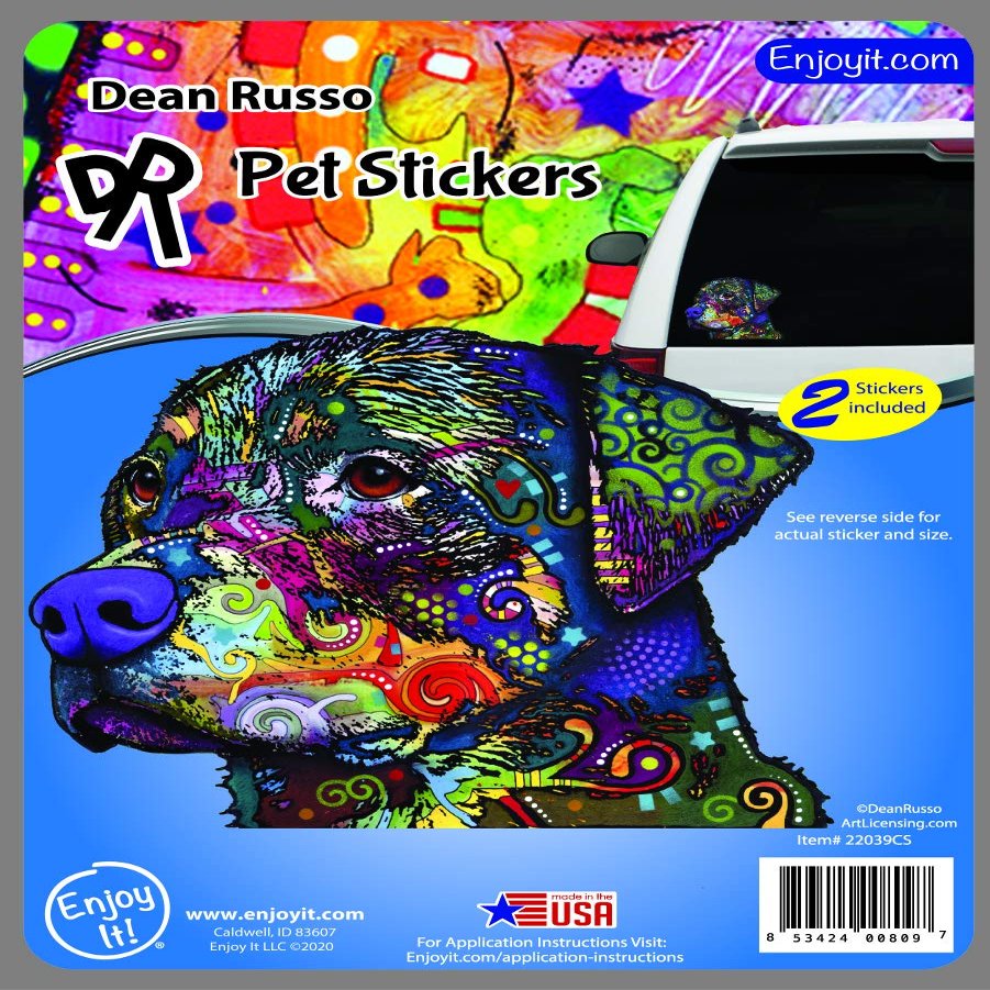 Enjoy It Rottweiler Bumper Stickers, Featuring The Artwork of Dean Russo, Outdoor Rated Vinyl Sticker Decals for Windows, Bumpers, Laptops or Crafts - 2 Pieces