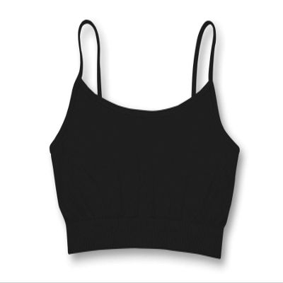 Kurve Girls Training Sports Bra  Seamless Bralette Kids Crop Cami Tank Top UV Protective Fabric UPF 50+ Made in USA, Black, Age 4-8