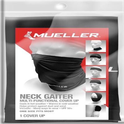 MUELLER Sports Medicine Neck Gaiter Multi-Functional Cover Up, Headwear & Facemask, Black, One Size