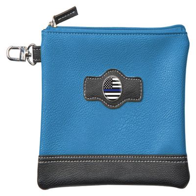 Clip Wipes Police Golf Pouch | Police Golf Valuables | Accessories Pouch with Zipper (BLU-Flag)