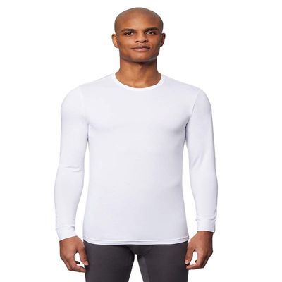 32 Degrees Mens Heat Performance Thermal Baselayer Crewneck Long Sleeve Top, White, Large