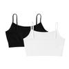 Kurve Girls Training Sports Bra  Seamless Bralette Kids Crop Cami Tank Top UV Protective Fabric UPF 50+ Made in USA, Black/White 2 Pack, Age 9-14 view 2