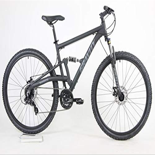 2025 Gravity FSX 29 LTD Dual Suspension 21 Speed Mountain Bike (Matt Black, 19 inch = Medium/Lr fits* 6'1" to 6'3")