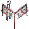 Showman Red/White/Blue Patriotic Headstall & Breast Collar Set w/Fringe view 1
