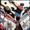 Showman Red/White/Blue Patriotic Headstall & Breast Collar Set w/Fringe view 3
