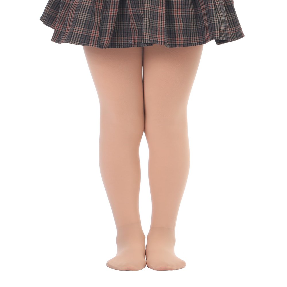 EVERSWE Girls Winter Warm Fleece Lined Tights Thick Dance Tights (11-13, Natural)