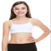 Kurve Girls Training Sports Bra  Seamless Bralette Kids Crop Cami Tank Top UV Protective Fabric UPF 50+ Made in USA, White, Age 9-14 view 1