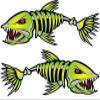2 Pieces Fish Sticker, 7 inches, No Outline - Kayak Decals Fishbone Skeleton Stickers for Kayak Canoe Fishing Boat Wall Car Accessories view 1