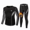 DIKAMEN Men's Thermal Underwear Fleece Lined Performance Fleece Tactical Sports Shapewear Thermal Long Johns Set (Black01, Small) view 1