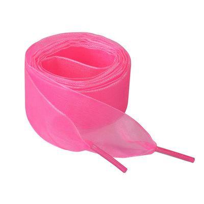 Allegra K 2 Pairs Flat Snow Yarn Shoelaces 2.5cm/4cm Wide Transparent Shoe Laces for Sneakers 100cm/39 Bright Pink