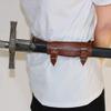 JIZHU Medieval Sword Bag Adjustable Leather Long Sword Holder Back Strap Waistband Rapier Frog for Cosplay Costume,Brown view 4