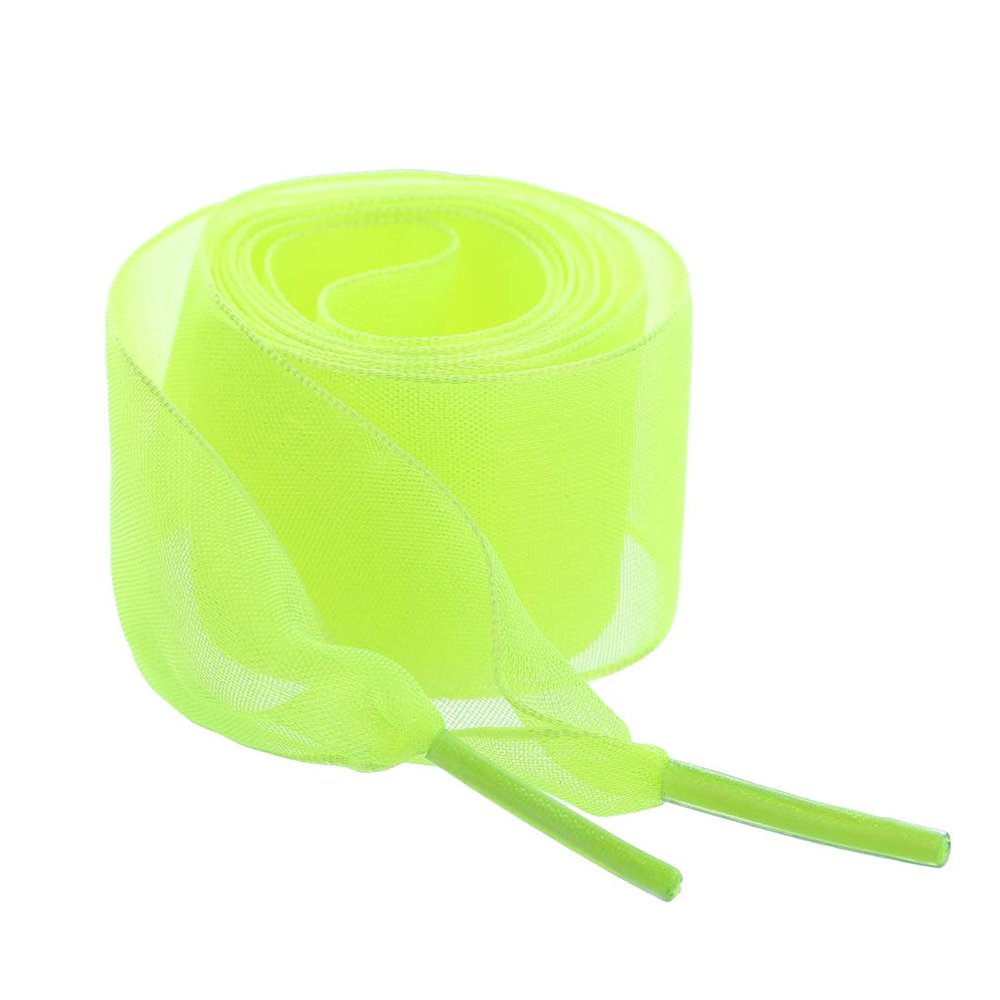 Allegra K 2 Pairs Flat Snow Yarn Shoelaces 2.5cm/4cm Wide Transparent Shoe Laces for Sneakers 100cm/39 Fluorescent Green