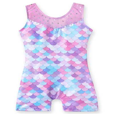 Belovance Leotards for Girls Gymnastics Unicorn Athletic Dance Wear Shiny Rainbow Blue Hotpink (Mermaid Purple, 7-8 Years)
