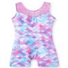 Belovance Leotards for Girls Gymnastics Unicorn Athletic Dance Wear Shiny Rainbow Blue Hotpink (Mermaid Purple, 7-8 Years) view 1