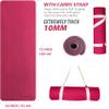 Feetlu Extra Thick Exercise Yoga Mat with Strap - 2/5 Inch (10MM), Non-Slip Workout Mat for Yoga, Pilates, and Floor Exercises(Pink & Gray) view 2
