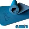 Feetlu Extra Thick Exercise Yoga Mat with Strap - 2/5 Inch (10MM), Non-Slip Workout Mat for Yoga, Pilates, and Floor Exercises(Trurkey Blue & Gray) view 1